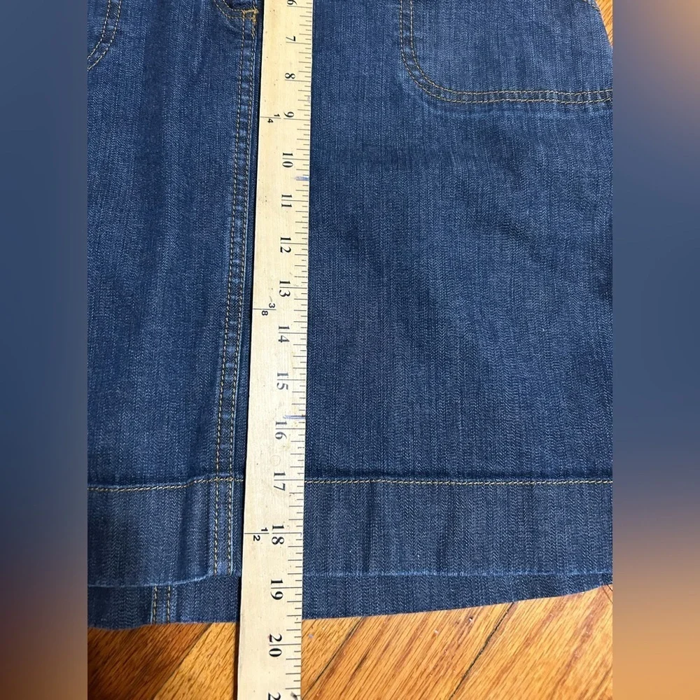 Ann Taylor Stretch Dark Denim Western Causal Skirt Size 8 With Pockets